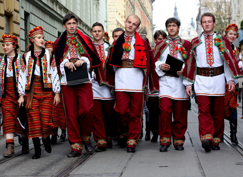 Traditional Ukrainian clothing from Carpathian region   
