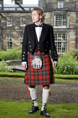 Traditional men's formal kilt in Scotland