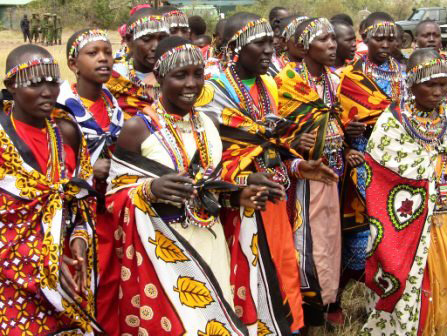 Women from Kenyan Mara region in traditional clothing
