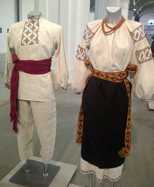 Ukrainian traditional outfits of a couple 19th - early 20th century