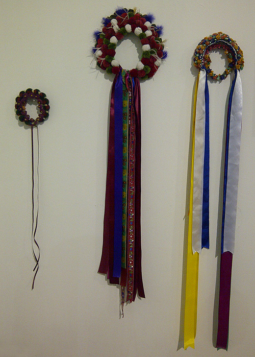 Ukrainian bridal wreaths made from little yarn pompons