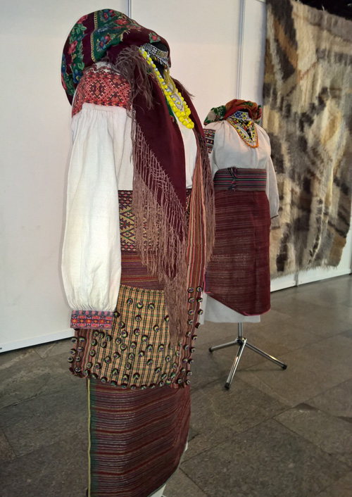 Vintage female traditional clothing typical for Carpathians Ukraine