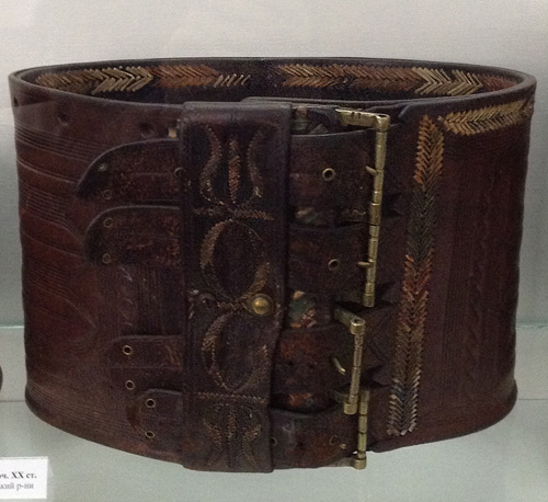 wide leather belt cheres from Verkhovyna district Ivano-Frankivsk region of Ukraine 20th century