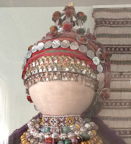 Traditional bride's wedding headdress from Verkhovyna district Ivano-Frankivsk region of Ukraine early 20th century
