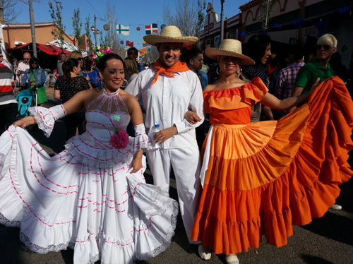 People in Colombian national clothing at the festival