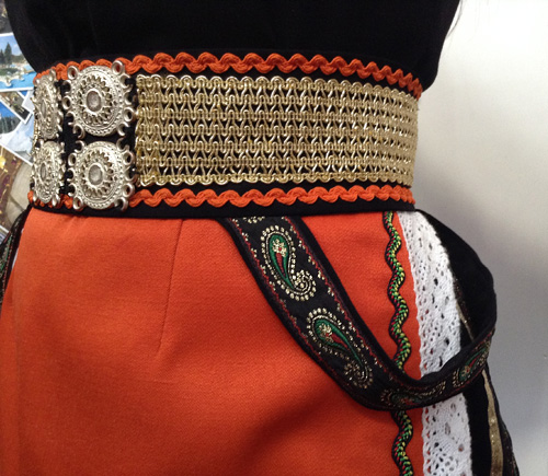 Bulgarian female folk dance costume wide belt with special loops