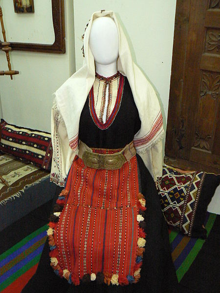 Traditional Bulgarian female costume based on soukman