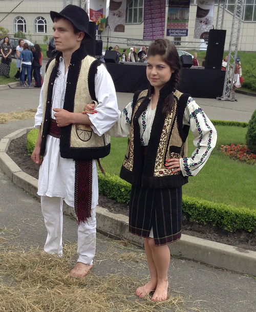 Male and female outfits from Bukovyna Chernivtsi region of Ukraine