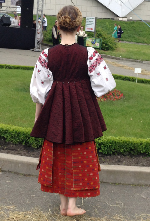 Vintage women’s costume of unmarried girl from Chernihiv region of Ukraine