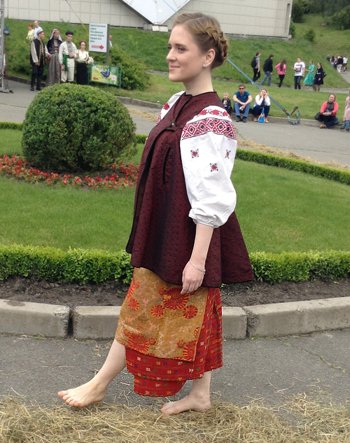 Vintage women’s costume of unmarried girl from Chernihiv region of Ukraine