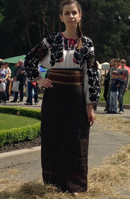 Female attire of unmarried woman from Borshchiv district Ternopil region of Ukraine