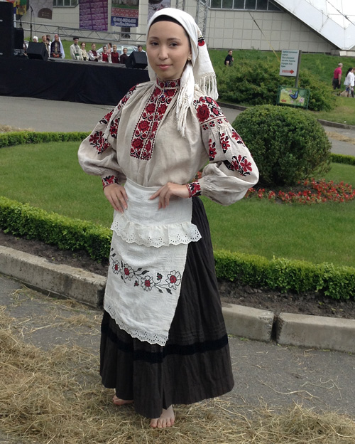 Authentic outfit of married woman from Novohrad-Volynskyi district Zhytomyr region of Ukraine