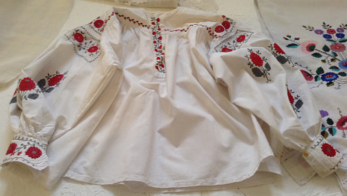 Floral embroidery on little girls’ shirt