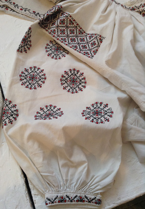 Ukrainian embroidery design on female shirt