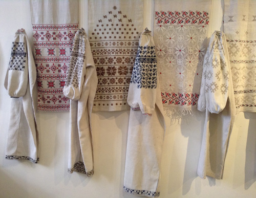 Ukrainian traditional embroidered shirts and ceremonial towels