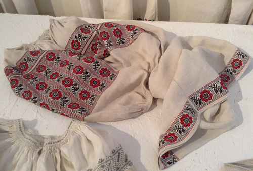 Young girl’s embroidered shirt with floral pattern