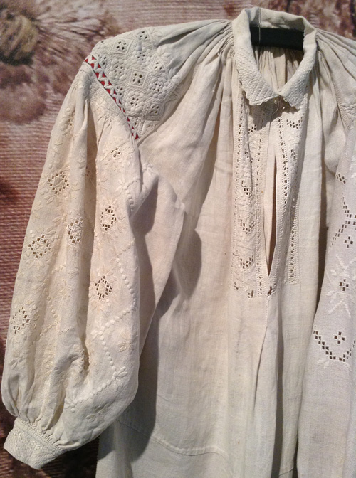 Women’s traditional shirt with whitework and cutting from Zhytomyr region of Ukraine