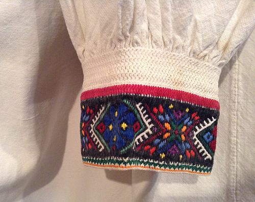 Embroidery design on the cuff of men’s shirt from Bukovyna region western part of Ukraine mid-20th century