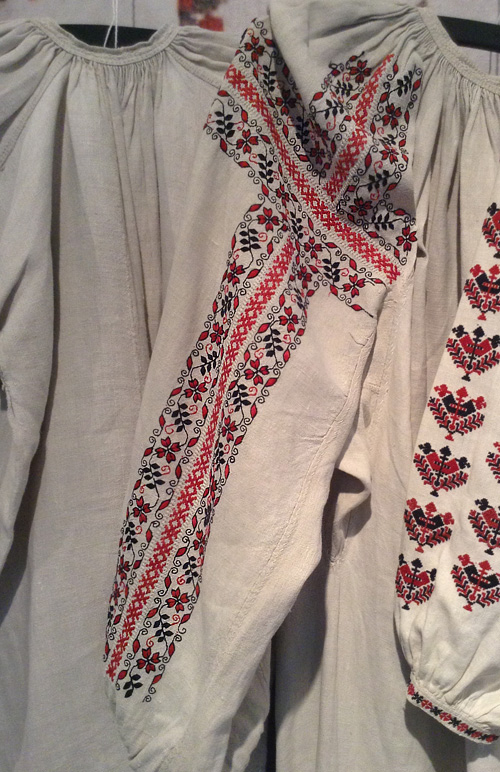 Needlework design on the sleeve of women’s shirt from Chernihiv region northern Ukraine