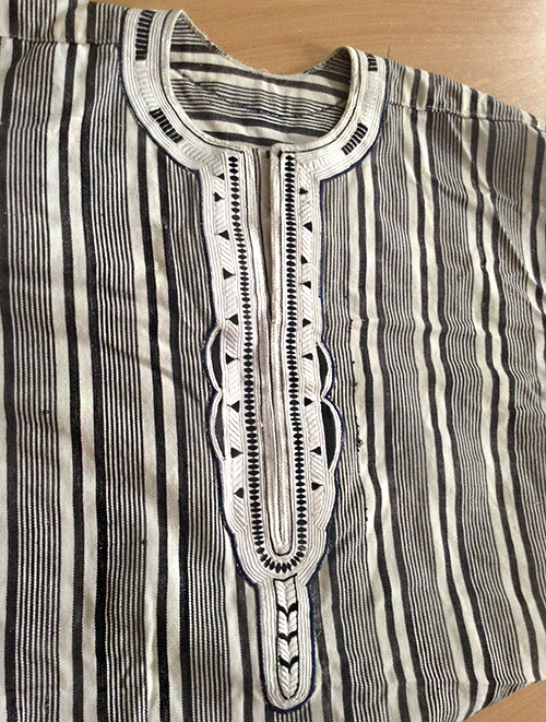 Embroidery pattern on the neckline of male Ghanaian smock