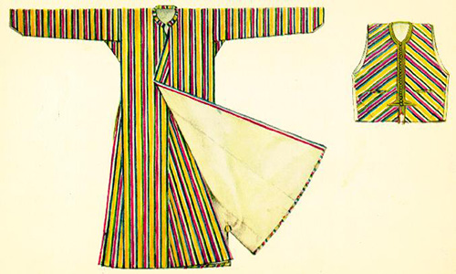 Egyptian striped male kaftan and matching vest