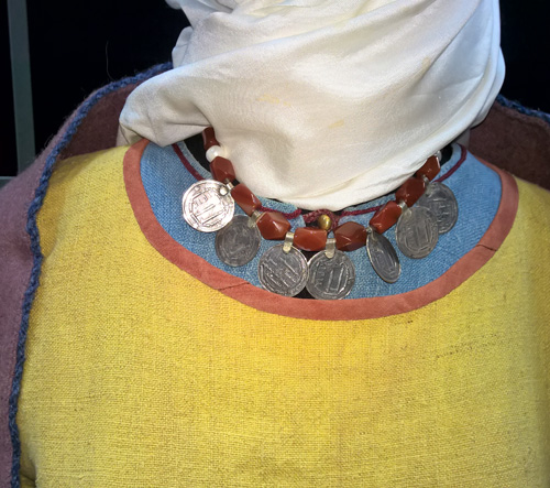 Female necklace made from stones and silver coins 10th century Reconstruction