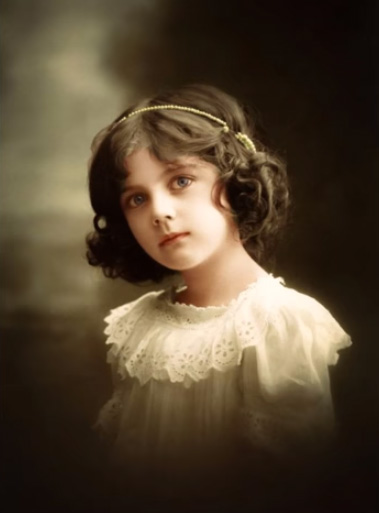 Colorized photos of adorable Edwardian-era girls