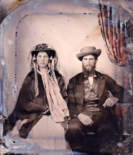 Vintage photos of wealthy Victorian couples in authentic clothing and jewelry
