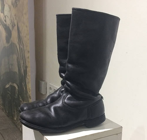 Kid’s leather boots. Tarashcha district, Kyiv region (central Ukraine), 1940s