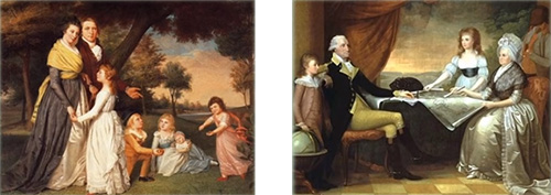 James Peale “Artist & His Family”, 1795. Edward Savage “The George Washington Family”, 1789