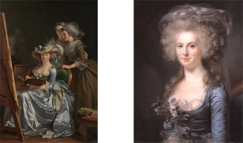 Self-Portrait with Two Pupils, Adelaide Labille-Guiard, 1785. Portrait de Anne-Felicite Gresille, Adelaide Labille-Guiard, 1785