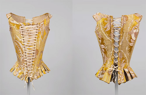 silk-covered stays of Italian origin from the 1770s