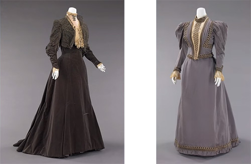 silk velvet walking gown from 1858