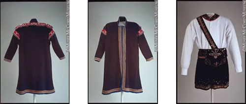 Mi’kmaq coat, 1865-1900. Mi’kmaq collar, 1840-1860