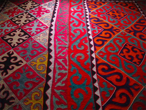 Central Asian colorful felted woolen fabric