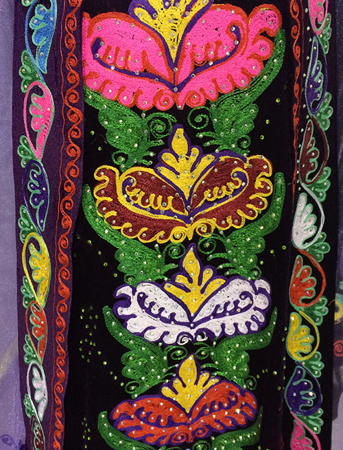 Tajik folk embroidery on female dress