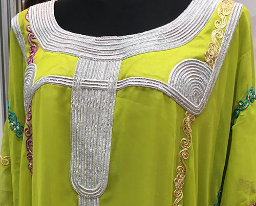 Lovely silver talli embroidery on Emirati clothing
