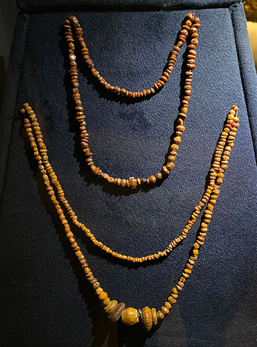 amber necklaces made from raw amber from burial ground 14th-10th century B.C.