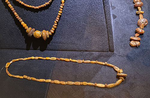 amber necklaces made from raw amber from burial ground 14th-10th century B.C.