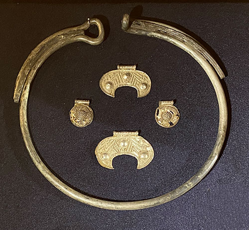 Silver torque and 4 pendants from a hoard of jeweler 10th-11th century A.D.