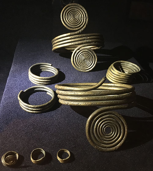 Massive bronze bracelets and finger rings from burial ground 14th-10th century B.C.