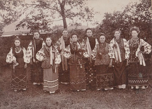 Ukrainian maidens in lovely national costumes Poltava region central Ukraine 1908