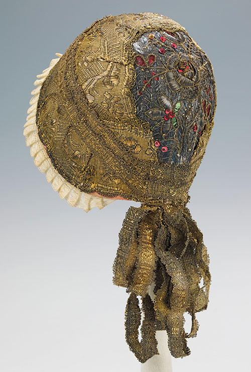 Gold cap adorned with foil and metallic thread and sequins, Germany, the early 19th century