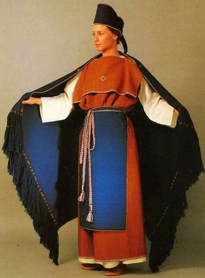 Ancient national costume of Masku. Finland, the 12th century