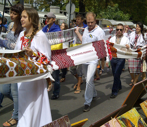 Parade of national embroidered clothing in Ukraine