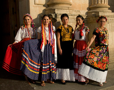 Women in traditional Oaxaca dresses