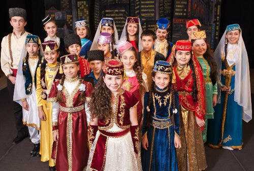 Children in traditional Crimean Tatar clothing