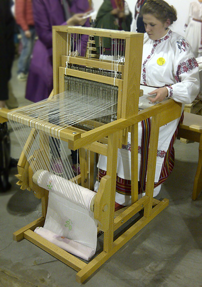 modern Ukrainian wooden weaving loom