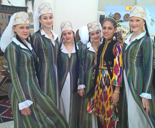 Girls in Uzbek national garments