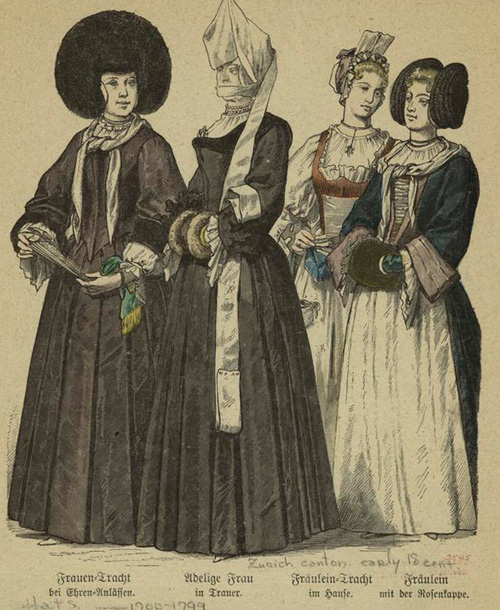 Women in traditional outfits from Canton of Zürich